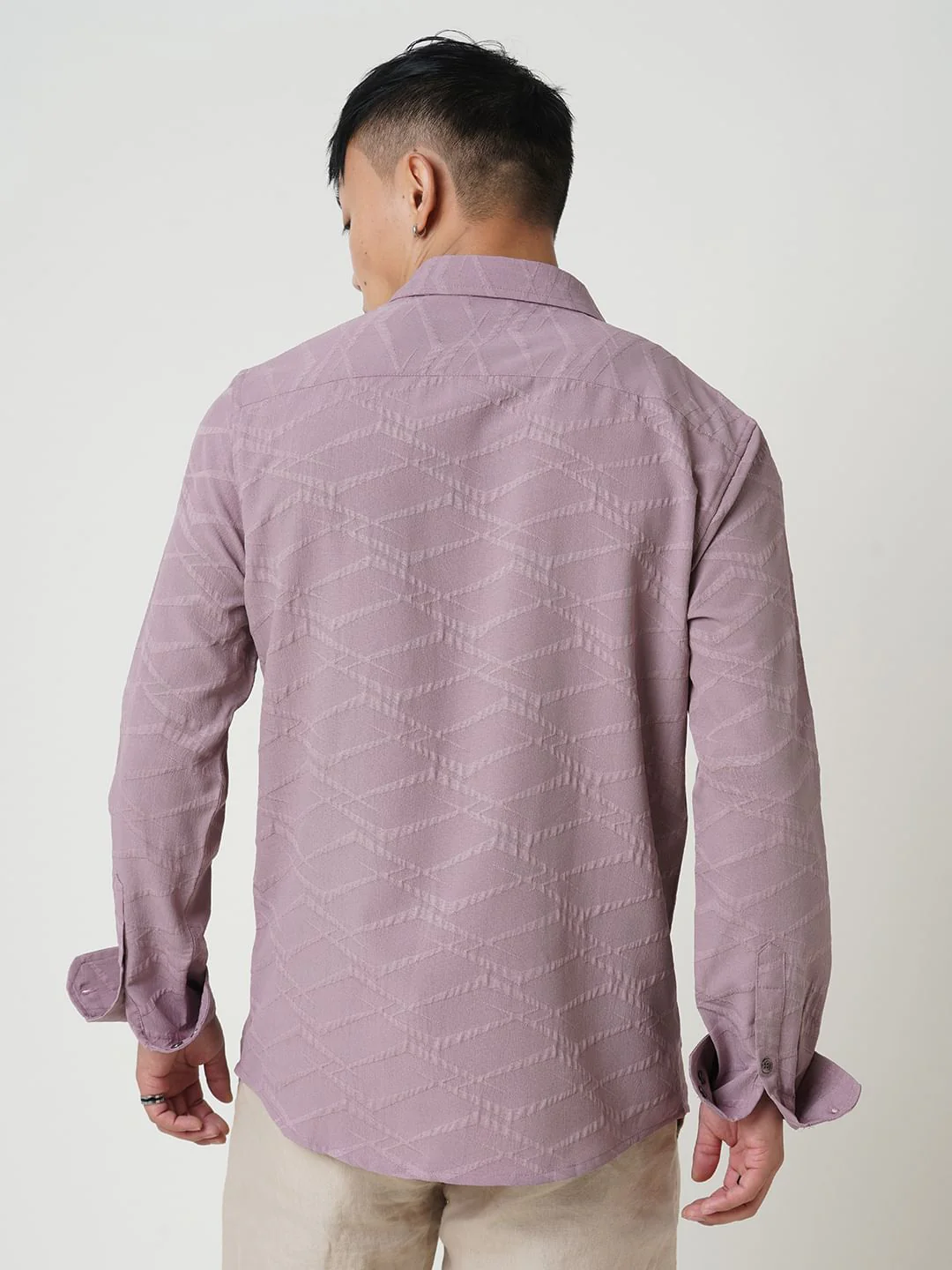 Abstruse Turkish Rose Pink Textured Shirt - Image 7