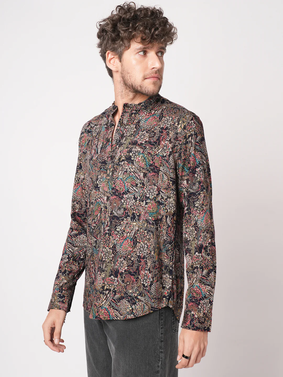 Aesthetic Navy Foil Printed Kurta - Image 6