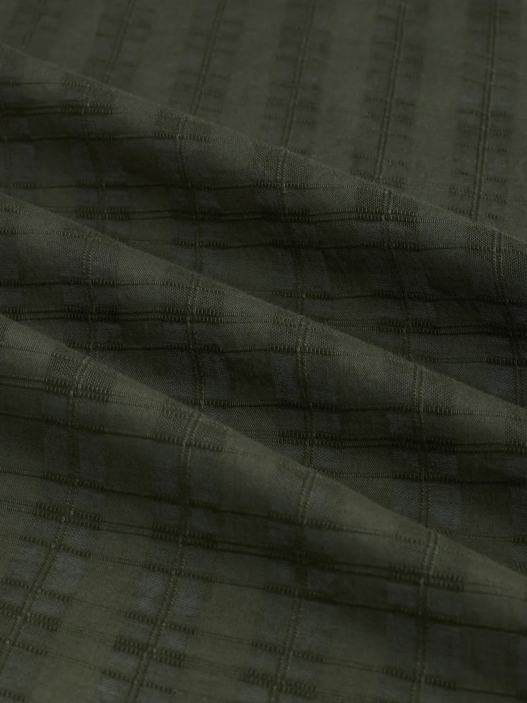 Army Green Textured Striped Shirt - Image 3