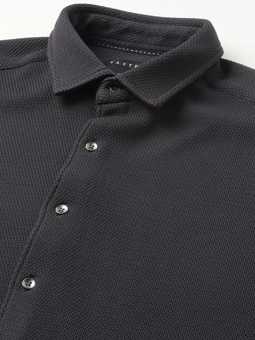 Arsenic Grey Textured Knitted Shirt - Image 3