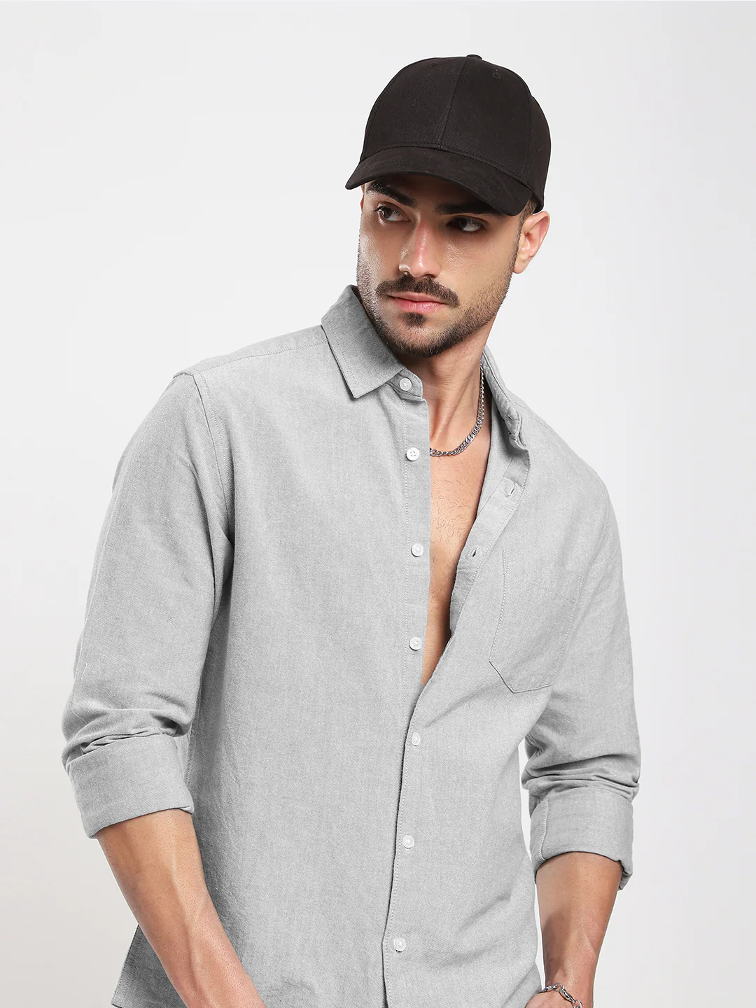 Ash Grey Refined Weave Oxford Shirt - Image 2