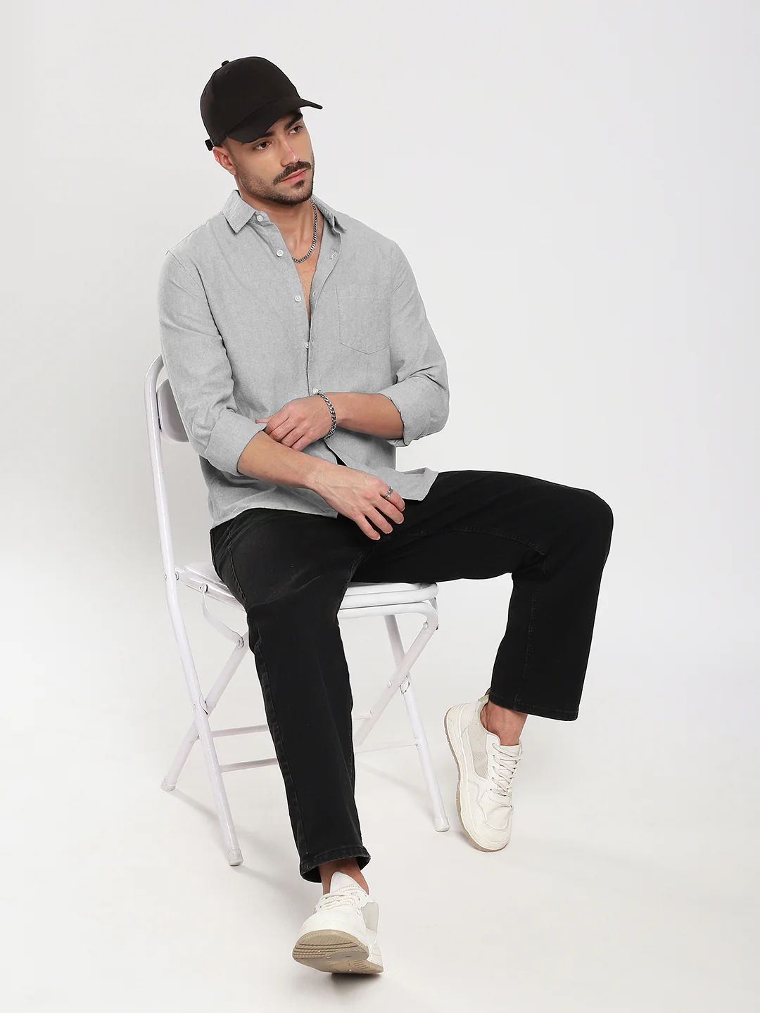 Ash Grey Refined Weave Oxford Shirt - Image 8