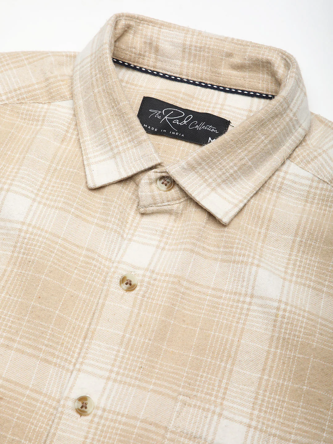 Beige Tattersall Checked Flannel Shirt - Image 3