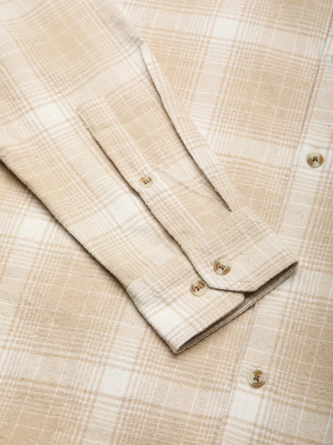 Beige Tattersall Checked Flannel Shirt - Image 9