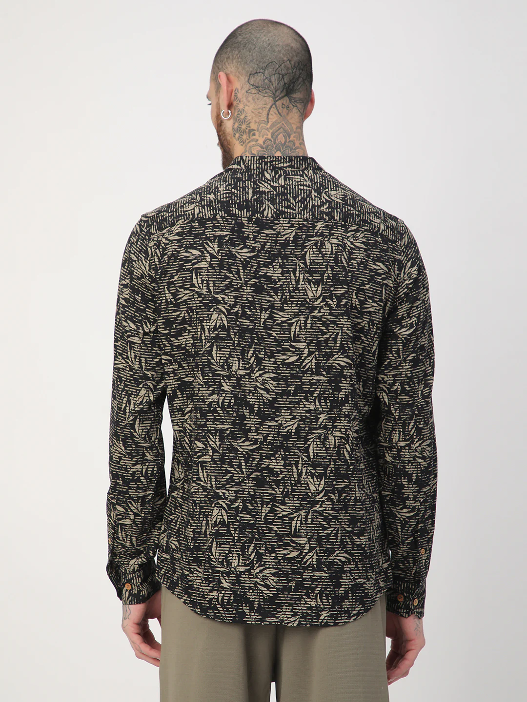 Black Leafy Printed Kurta - Image 7