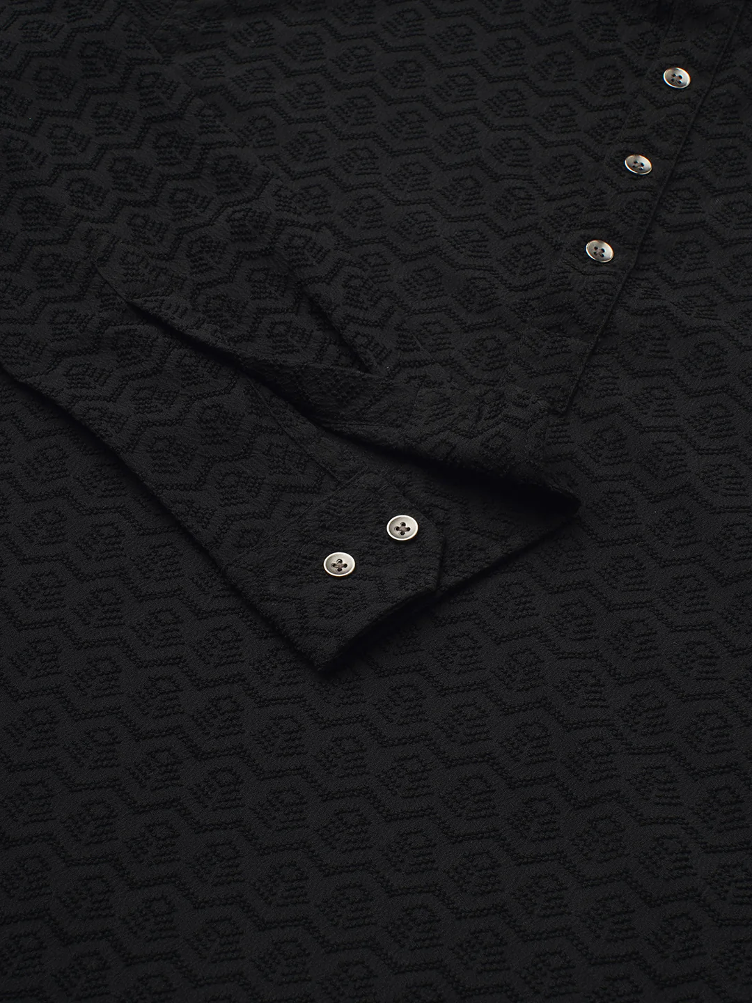 Black Self-Design Textured Kurta - Image 8