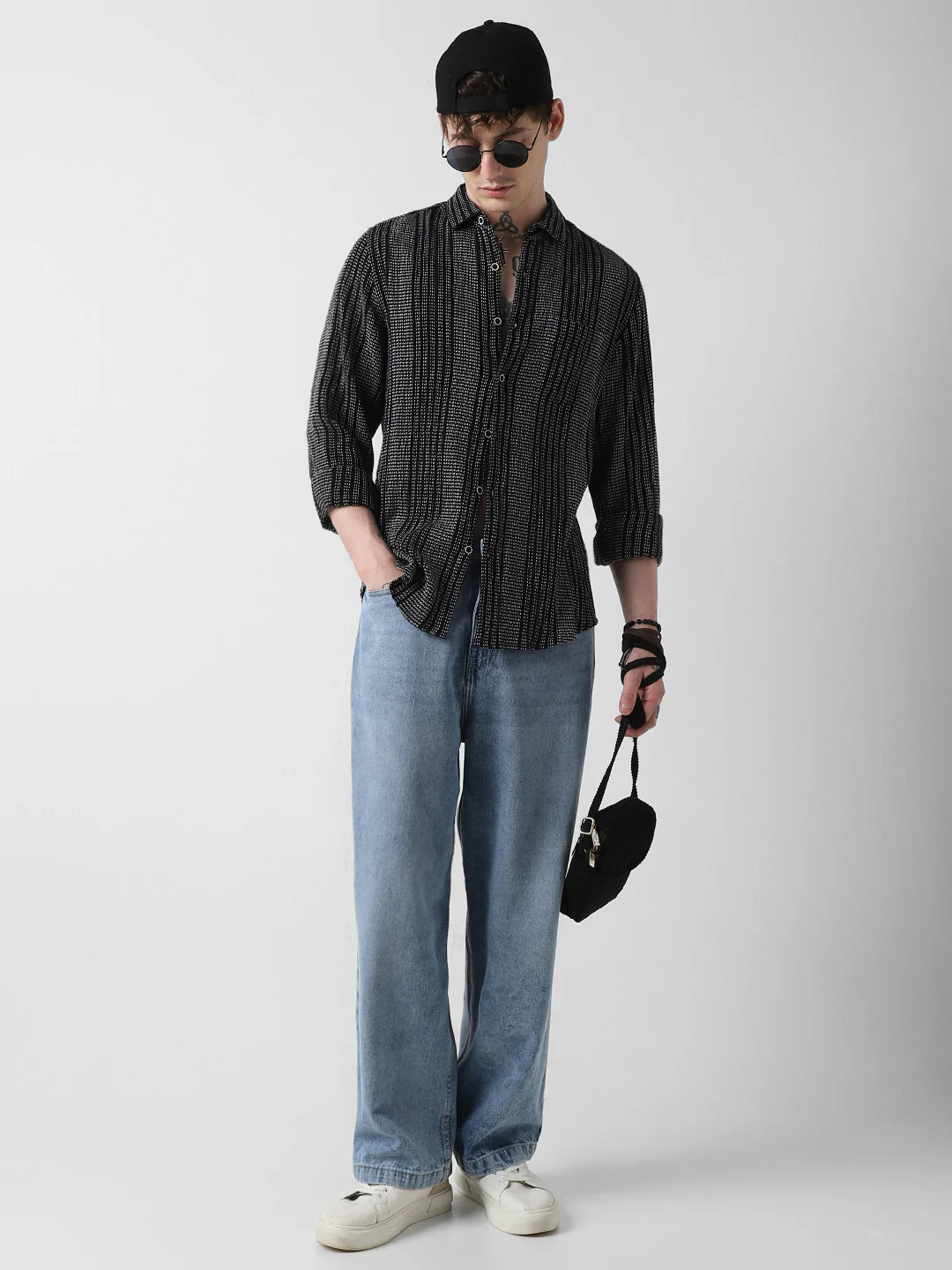 Black & White Tweed Striped Shirt - Image 6