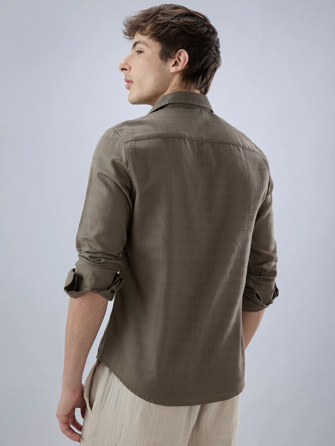 Olive Textured Weave Shirt - Image 7