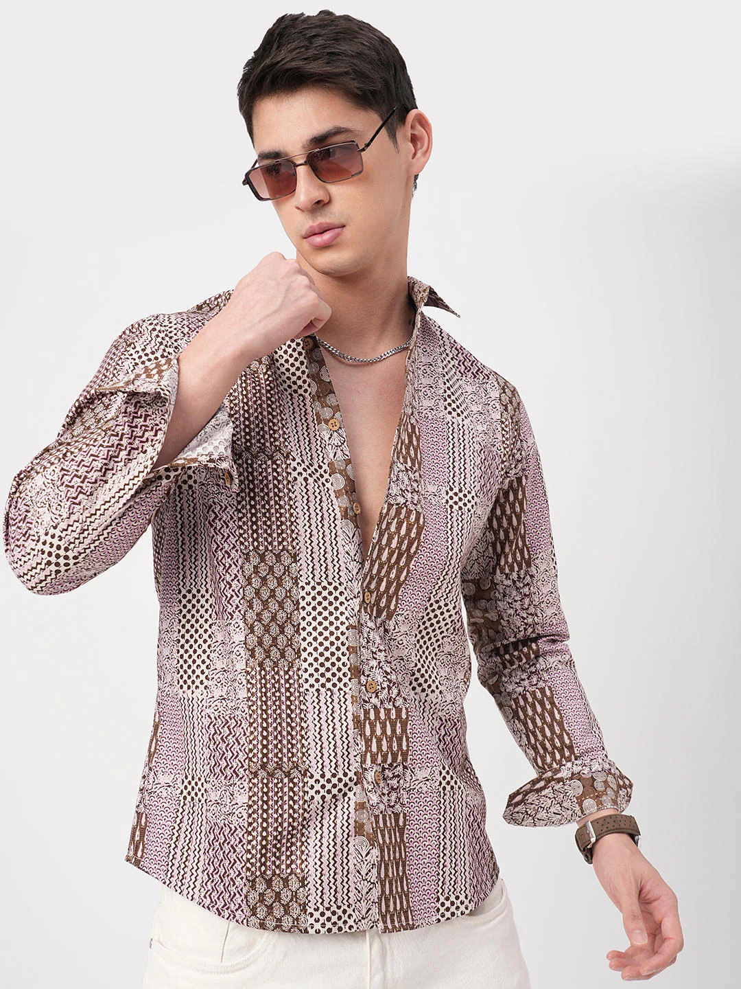 Brown Kalamkari Printed Shirt