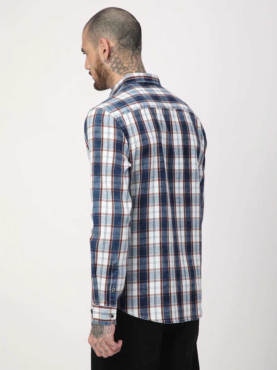 Denim Brown & Navy Plaid Checks Shirt - Image 7