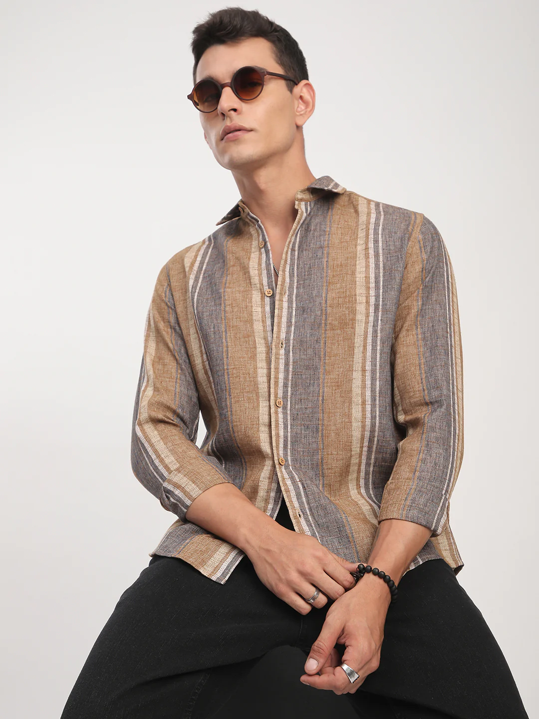 Brown Sugar Slub Striped Shirt - Image 2