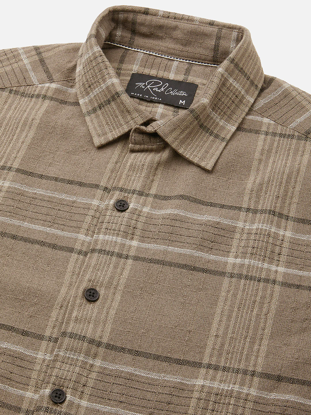 Burlap Saddle Brown Plaid Checks Textured Shirt - Image 3