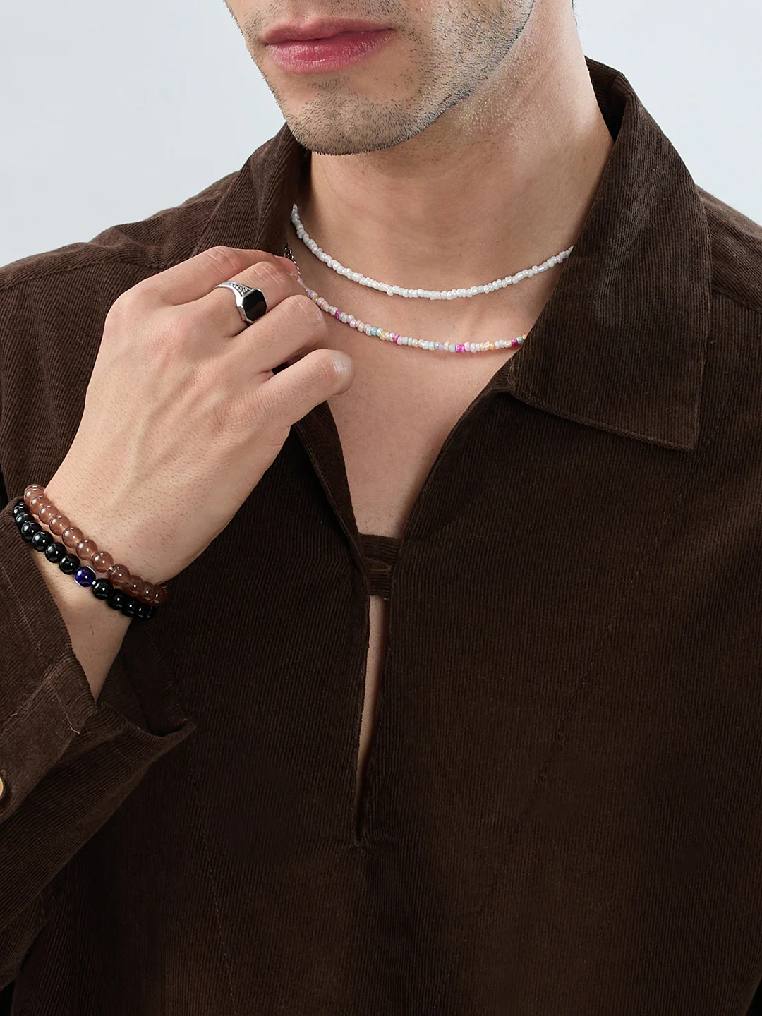 Carob Brown Corduroy Cuffless Oversized Shirt - Image 3