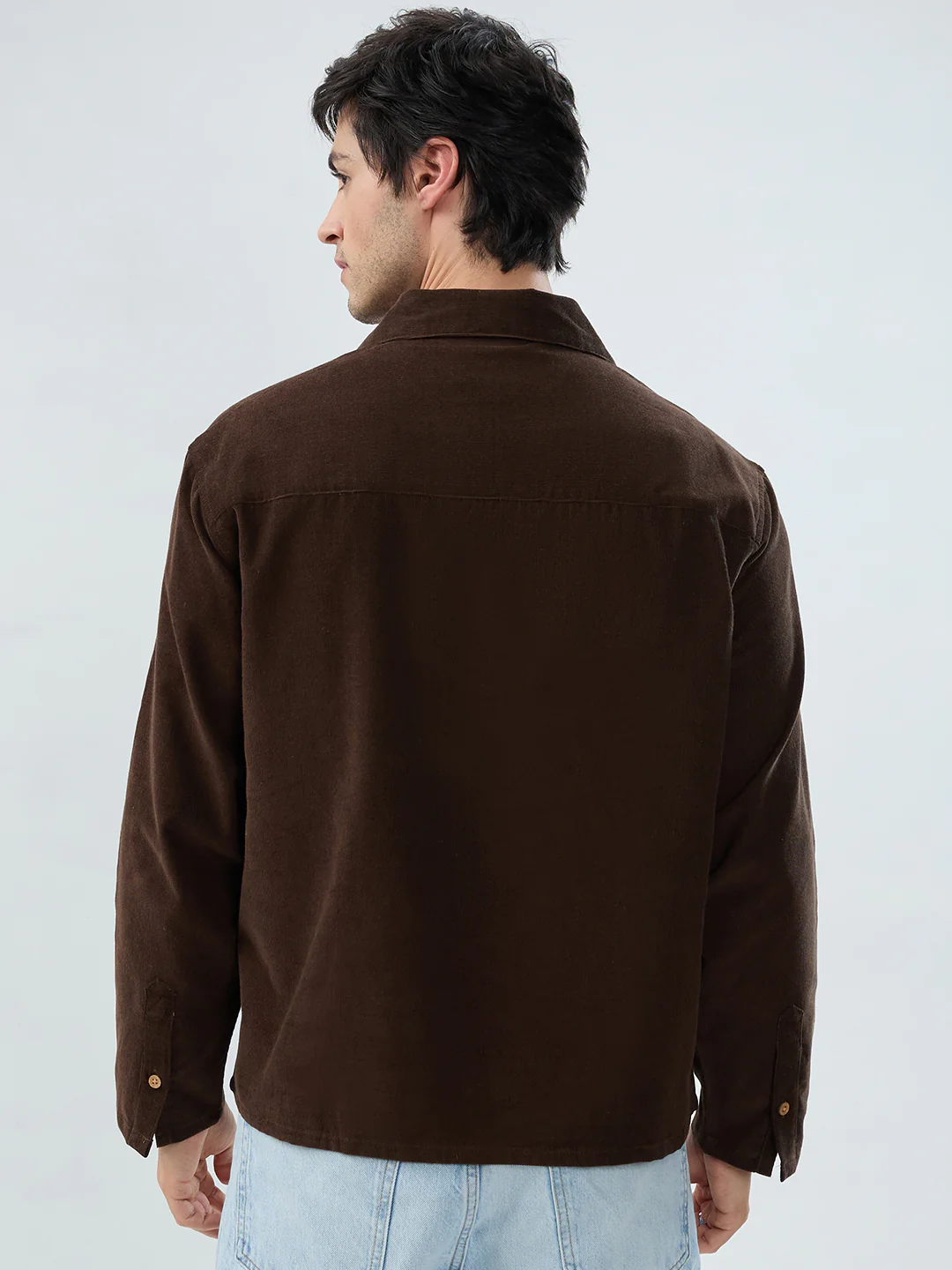 Carob Brown Corduroy Cuffless Oversized Shirt - Image 7