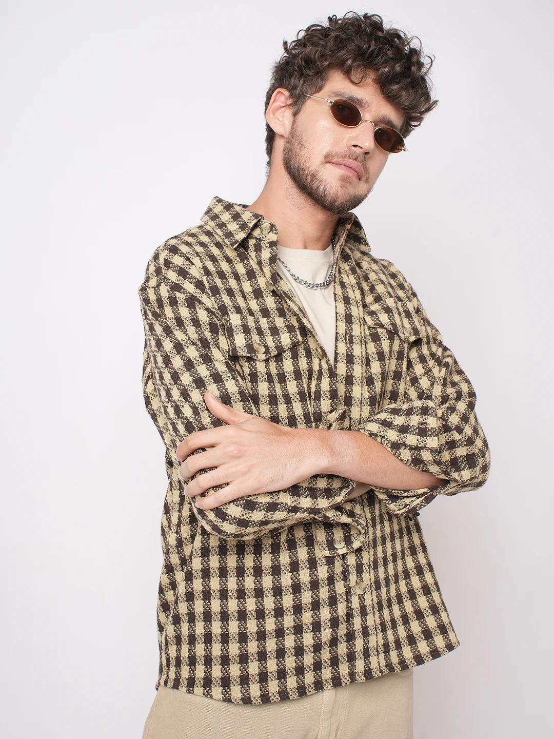 Cedar Brown Checks Double Flap Pocket Overshirt - Image 2