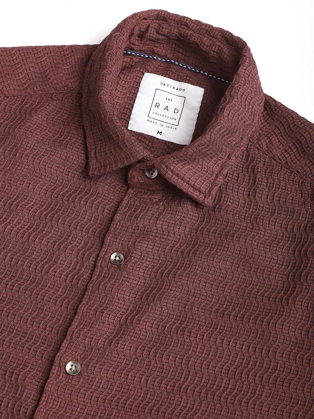Chocolate Brown Wavy Textured Shirt - Image 3