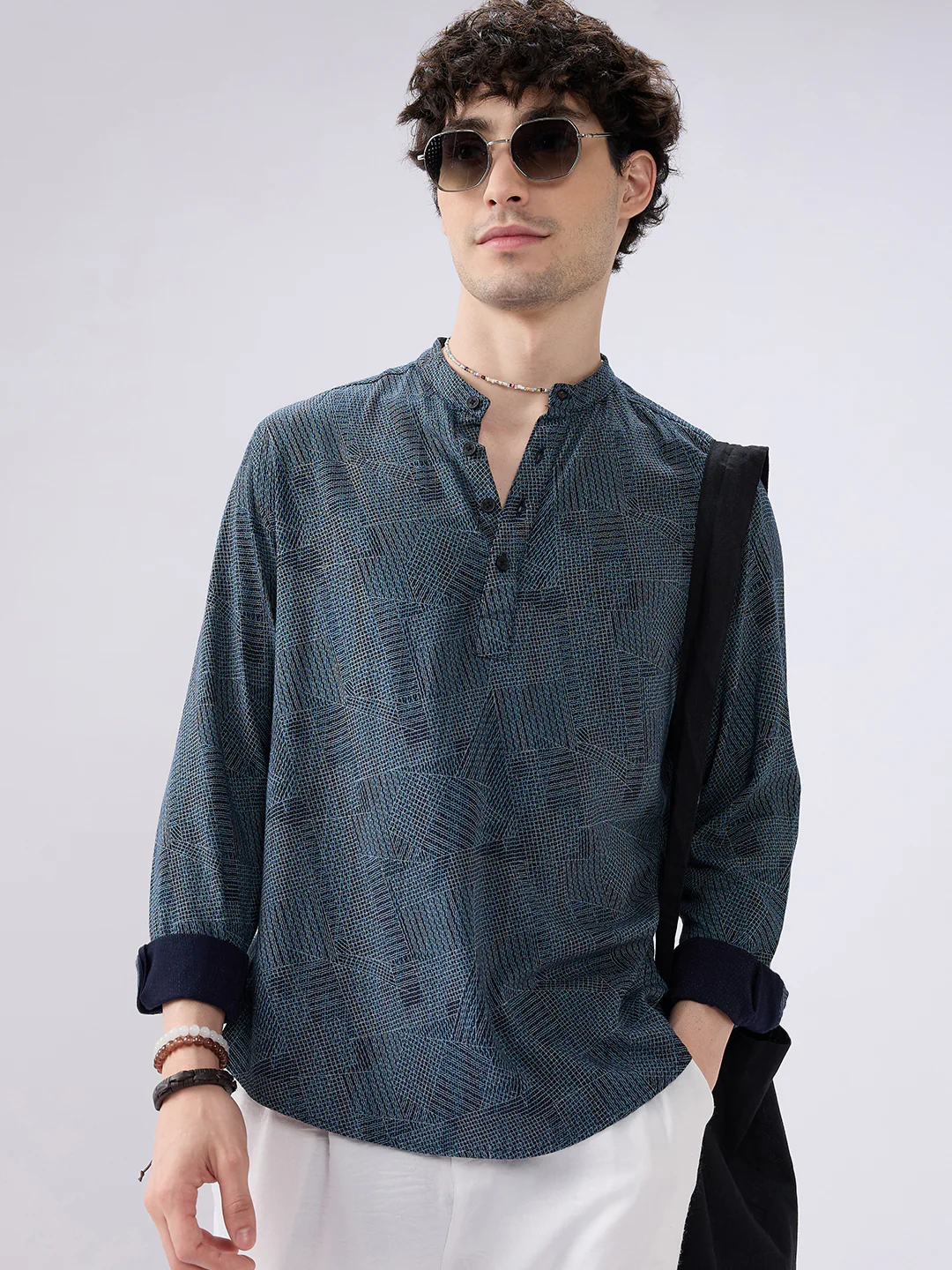 Classic Blue Web Printed Kurta