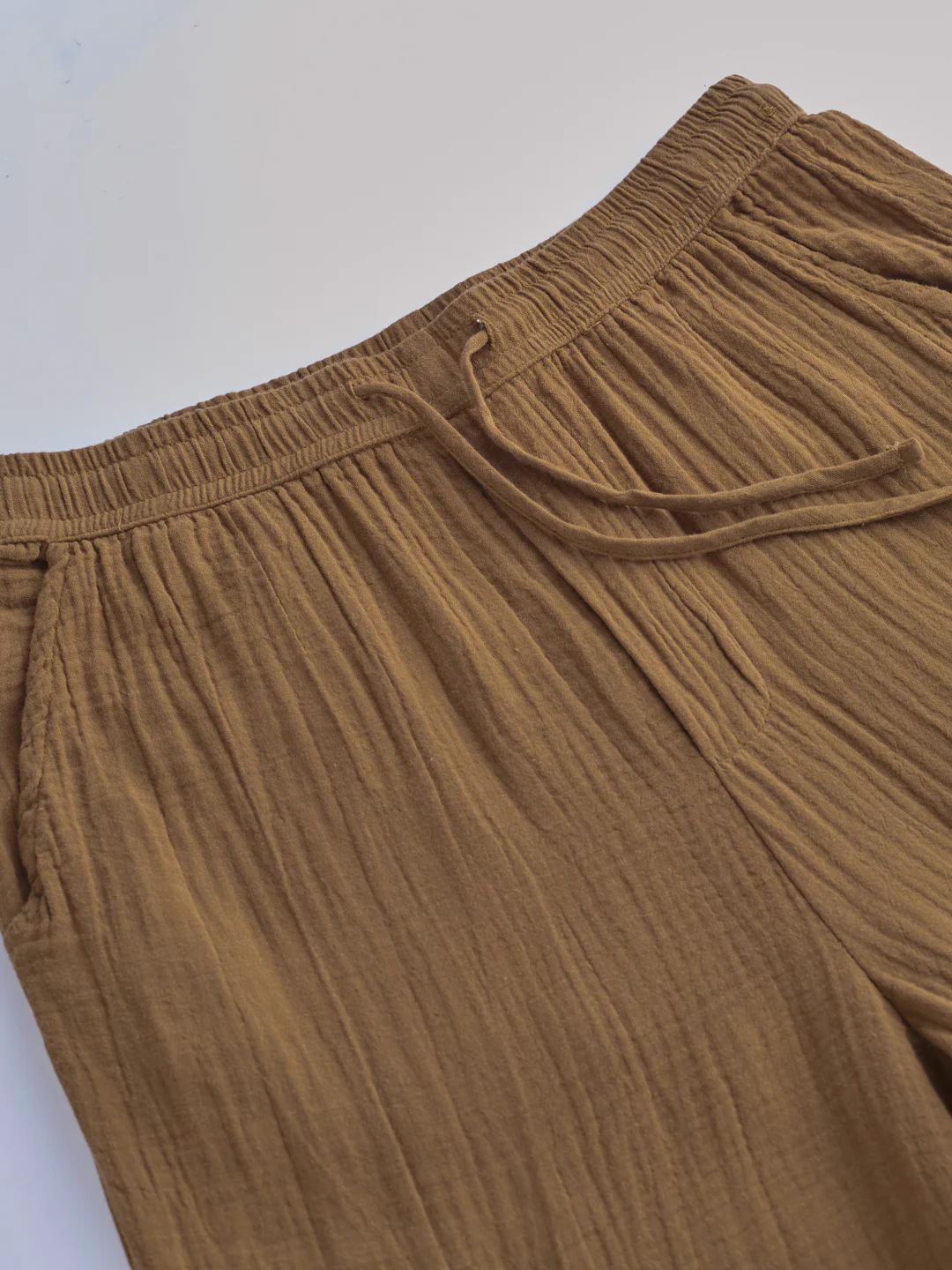 Classic Caramel Brown Double Cloth Straight-Fit Trousers - Image 3