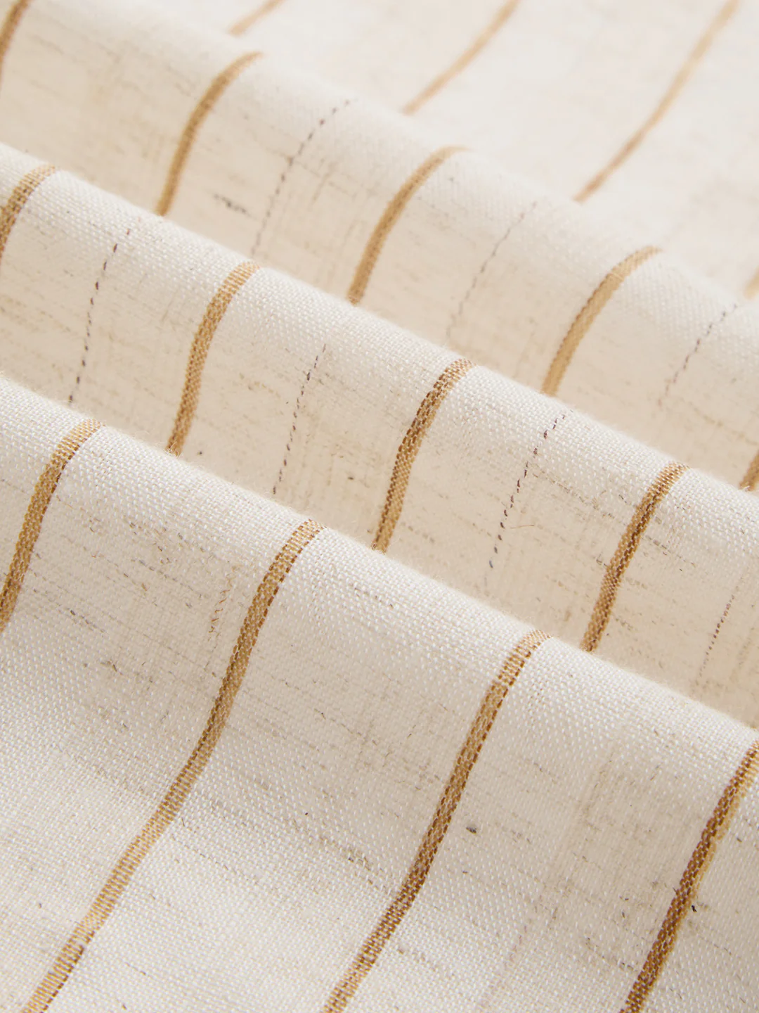 Classic Grainy Beige Striped Linen Blend Shirt - Image 3
