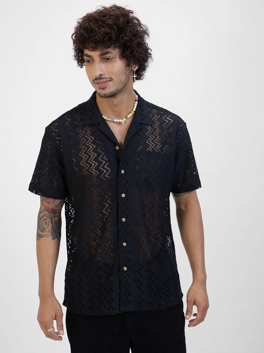 Classy Black Crochet Oversized Shirt - Image 4