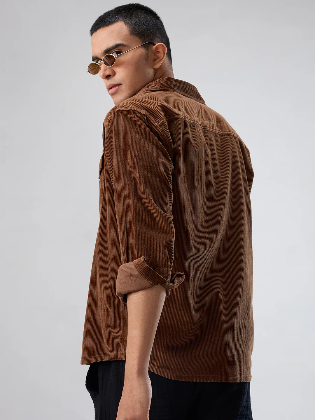 Cocoa Brown Corduroy Double Pocket Overshirt - Image 7