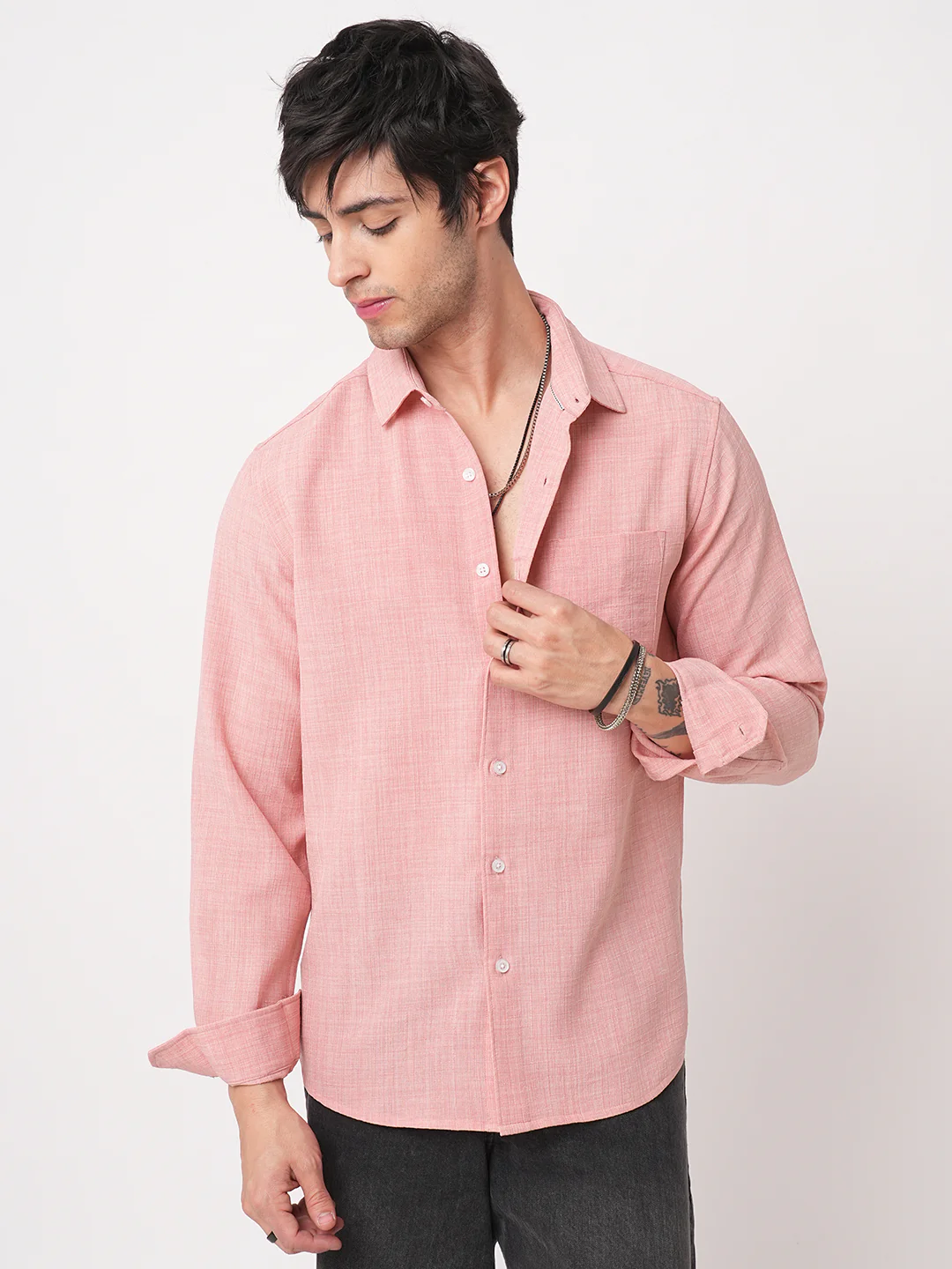 Coral Slub Textured Shirt