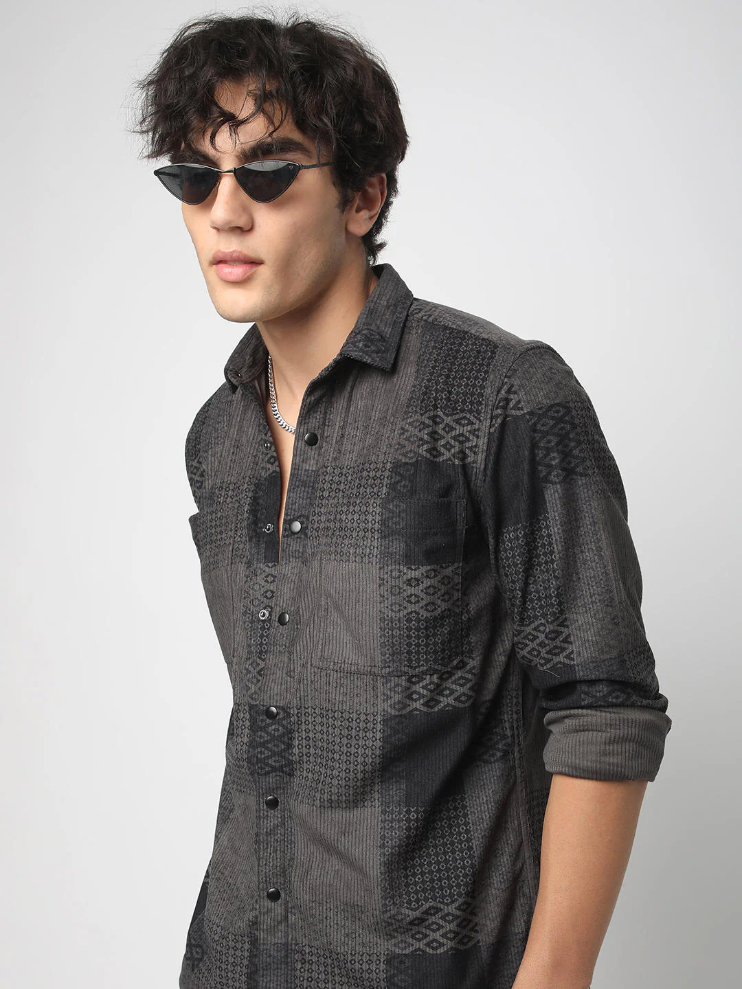 Couture Shadow Grey Double Pocket Corduroy Overshirt