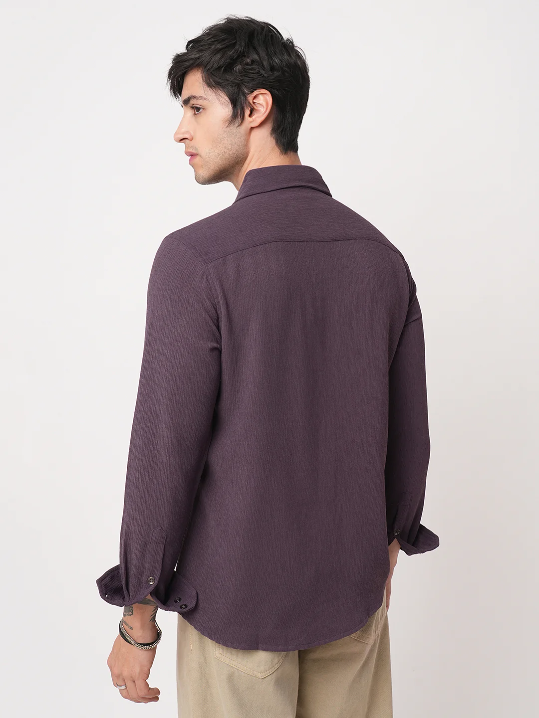 Debonair Purple Crepe Shirt - Image 6