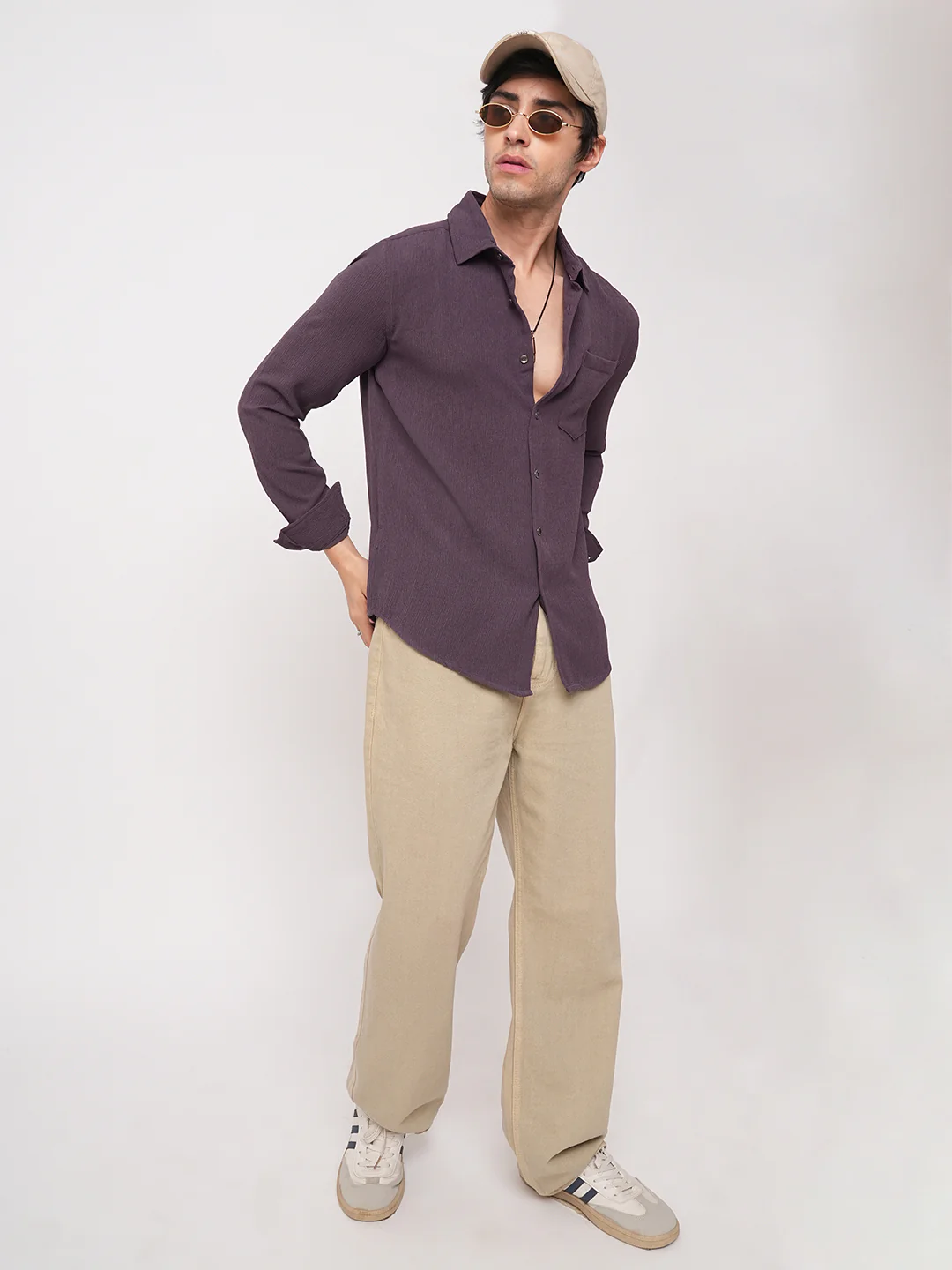 Debonair Purple Crepe Shirt - Image 7