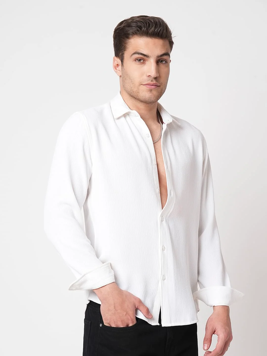 Debonair White Crepe Shirt - Image 6