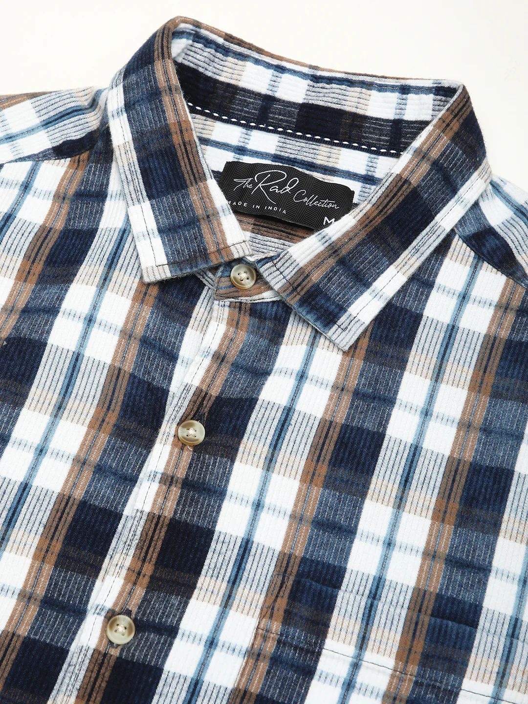Denim White & Navy Plaid Checks Shirt - Image 3