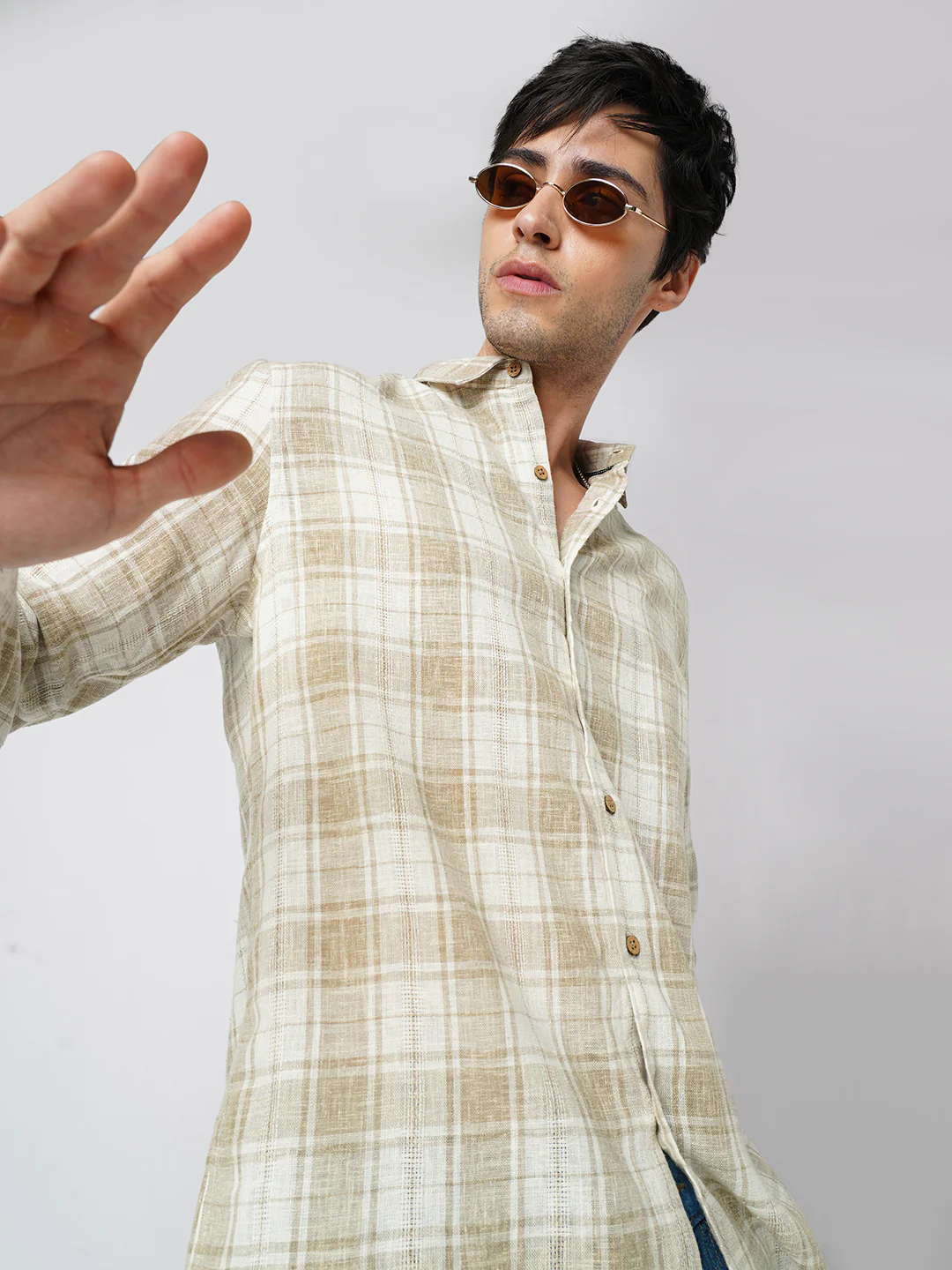 Desert Dune Coconut Checks Jacquard Shirt - Image 4
