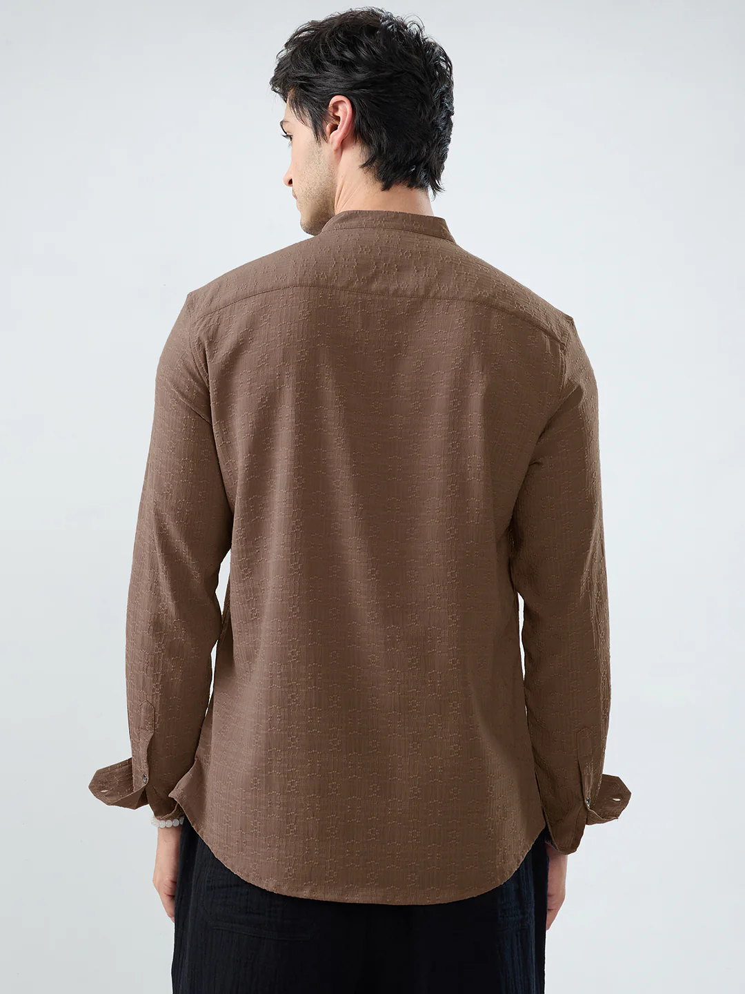 Detailed Ash Grey Jacquard Grace Kurta - Image 7