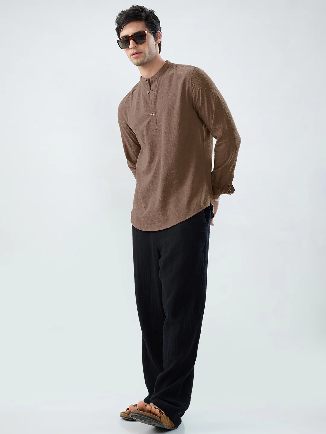 Detailed Ash Grey Jacquard Grace Kurta - Image 8
