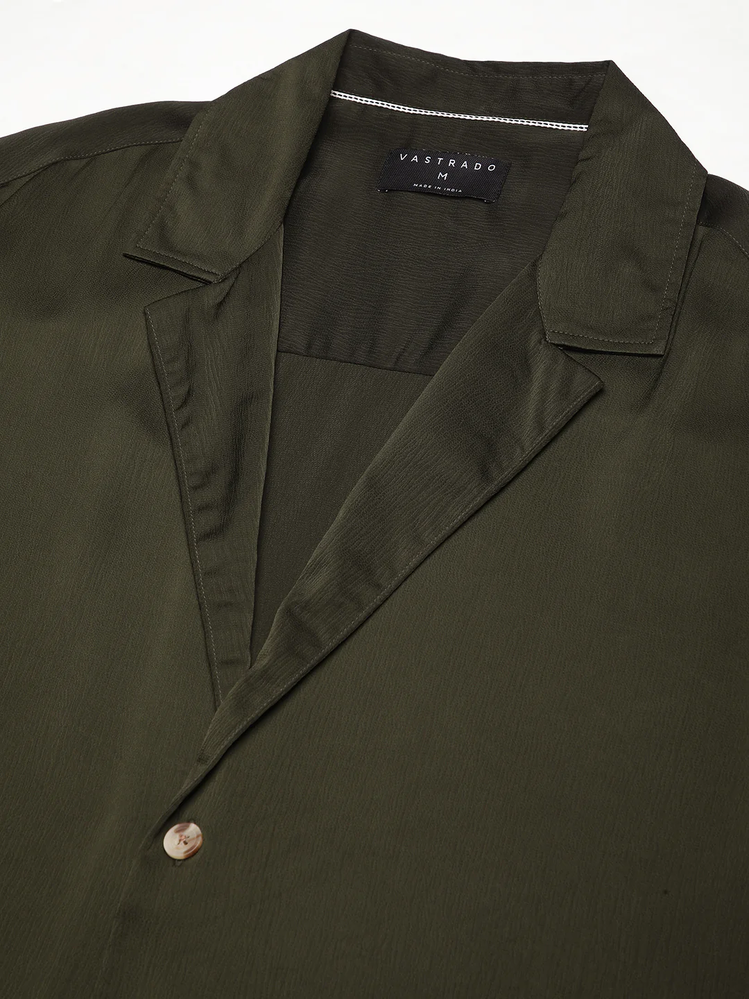 Elegant Green Crinkled Lapel Collar Oversized Shirt - Image 3