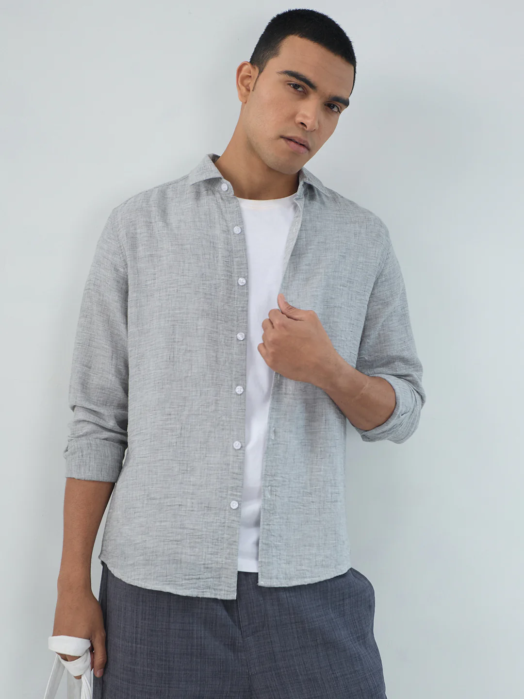 Elegant Grey Textured Shirt