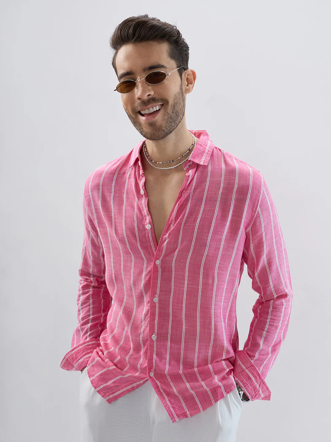Elegant Pink Striped Shirt - Image 2