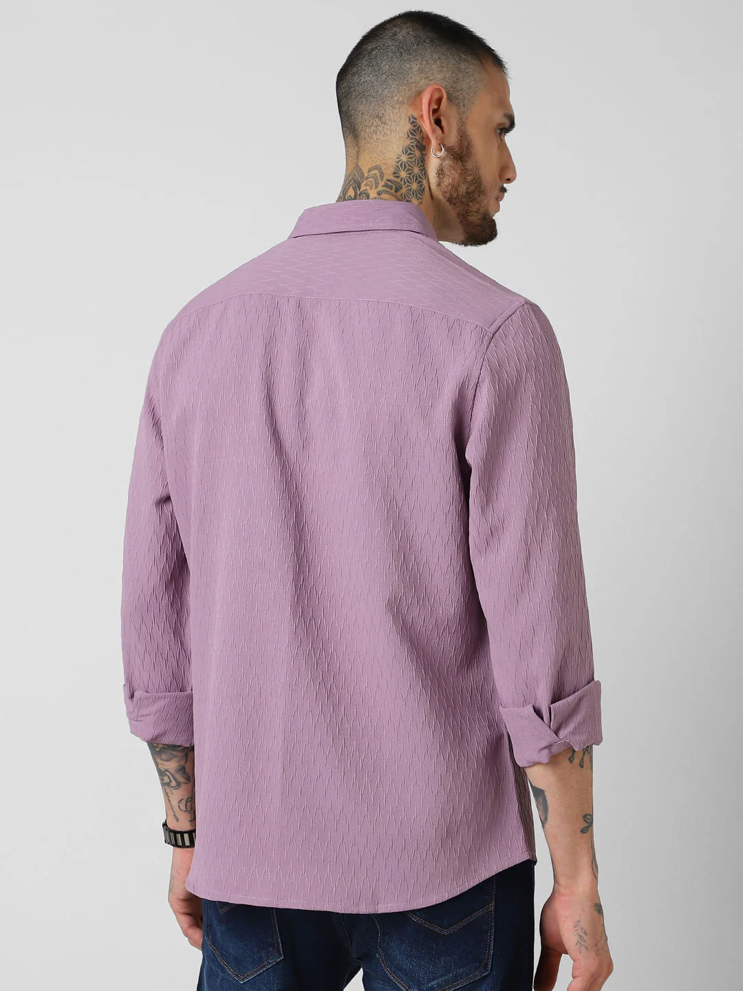 Elegant Purpureus Crinkled Jacquard Shirt - Image 7