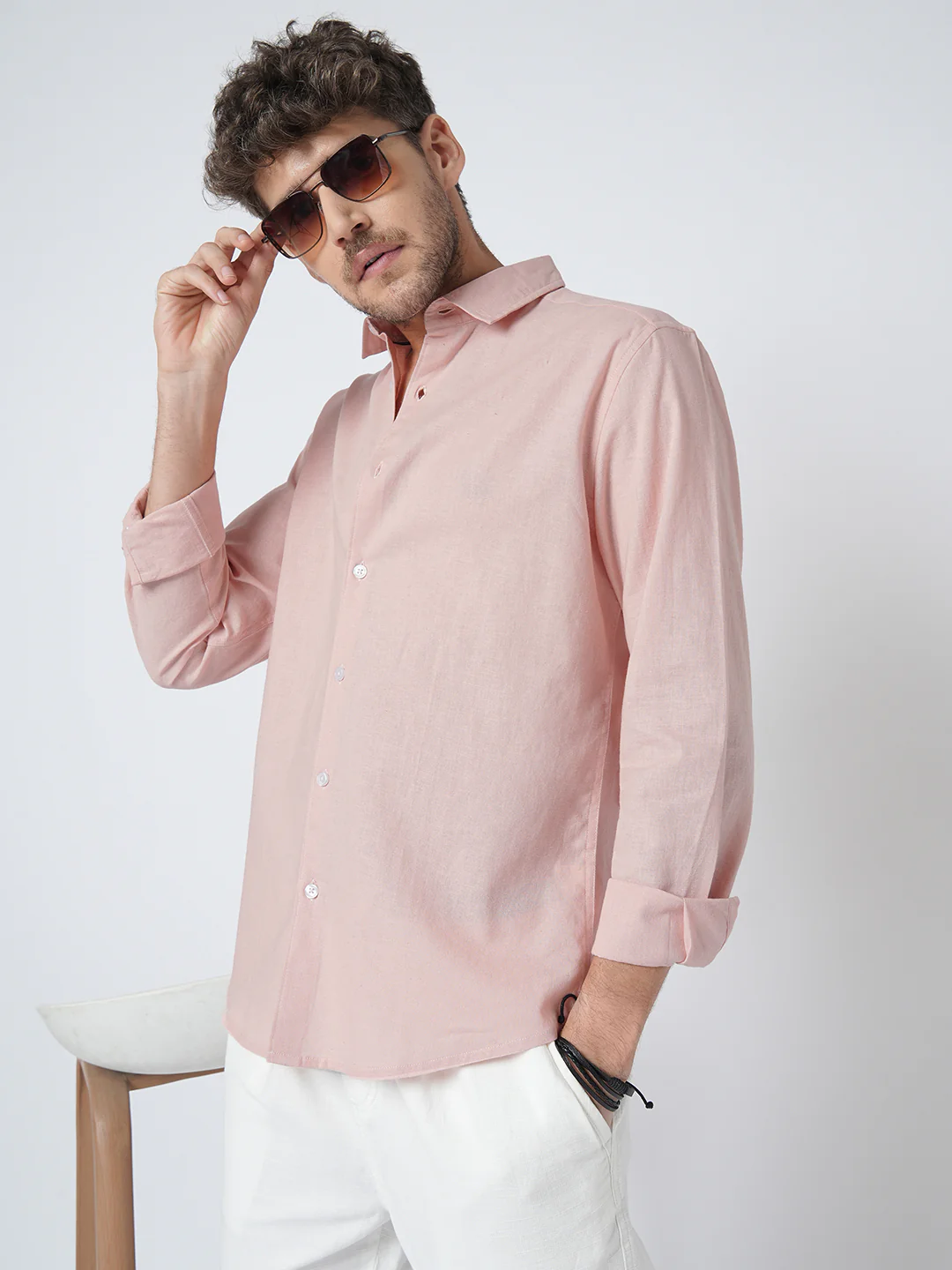 Everyday Peach Pure Linen Shirt - Image 5