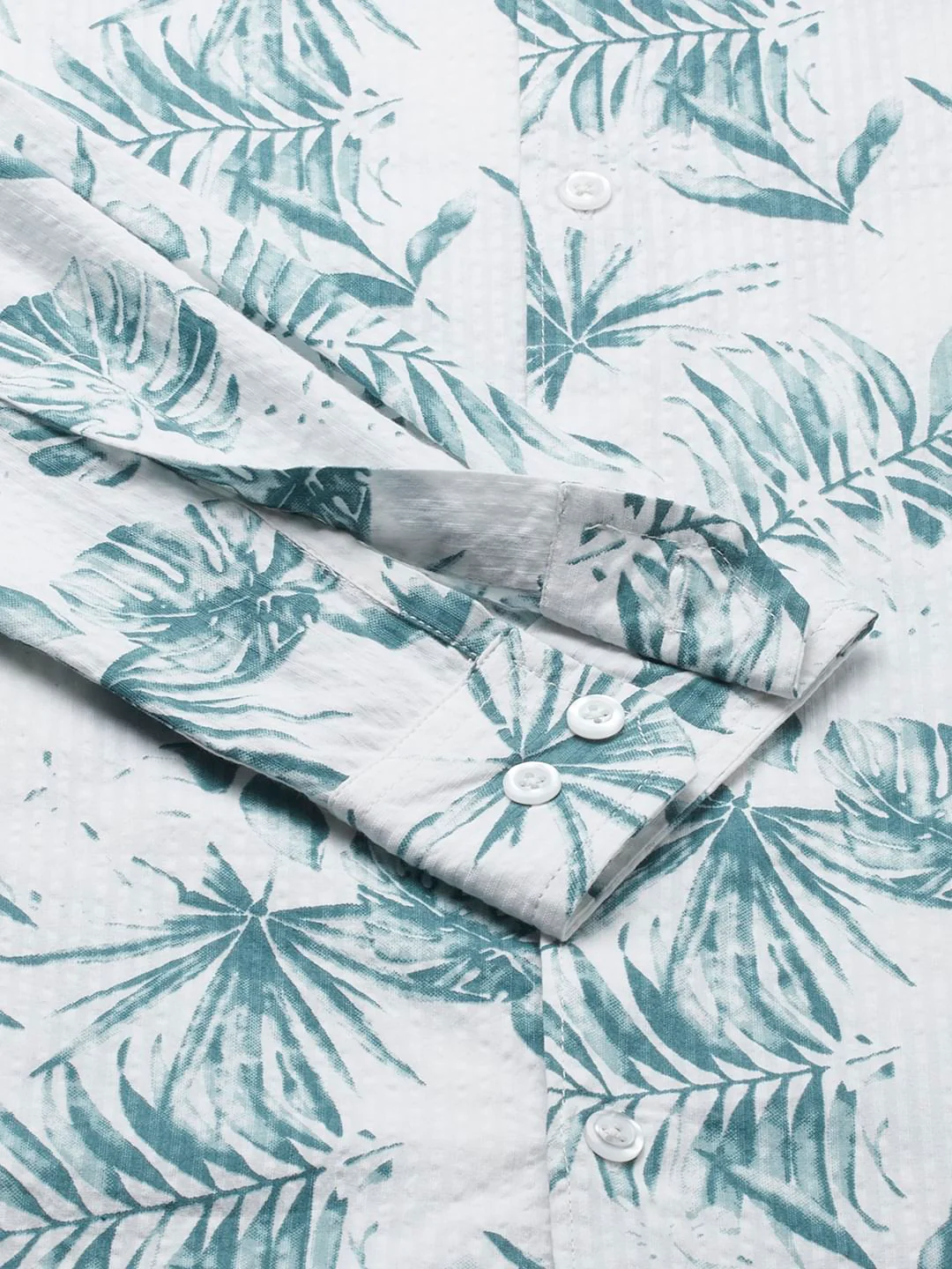 Exquisite White Hawaiian Printed Seersucker Shirt - Image 9