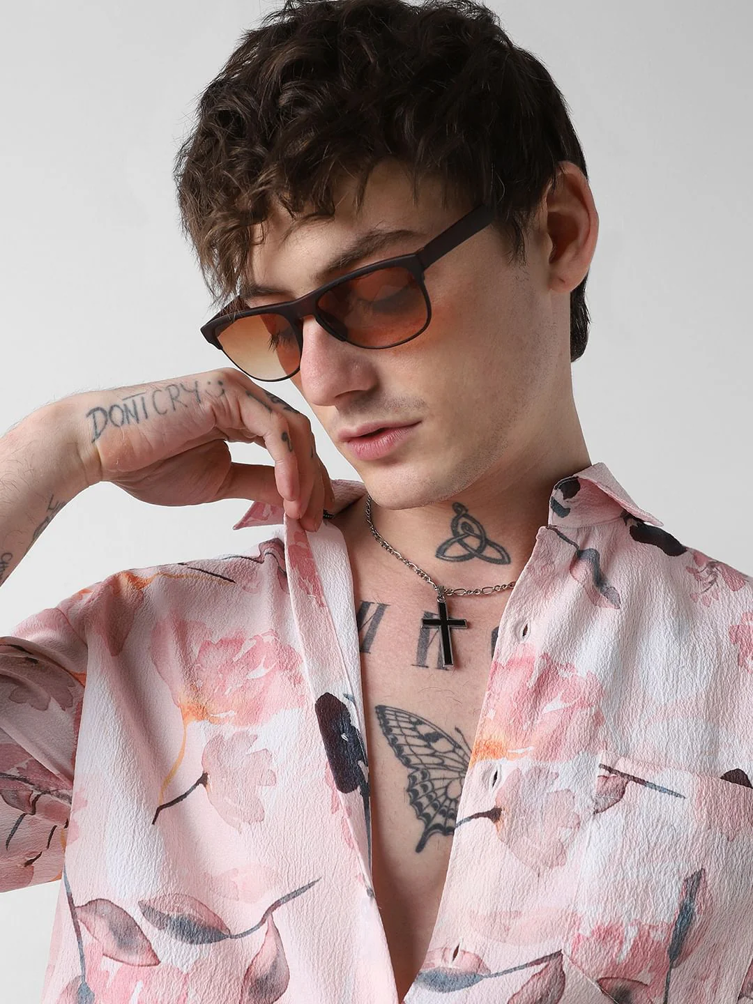 Floral Peachy Pink Crushed Shirt - Image 3