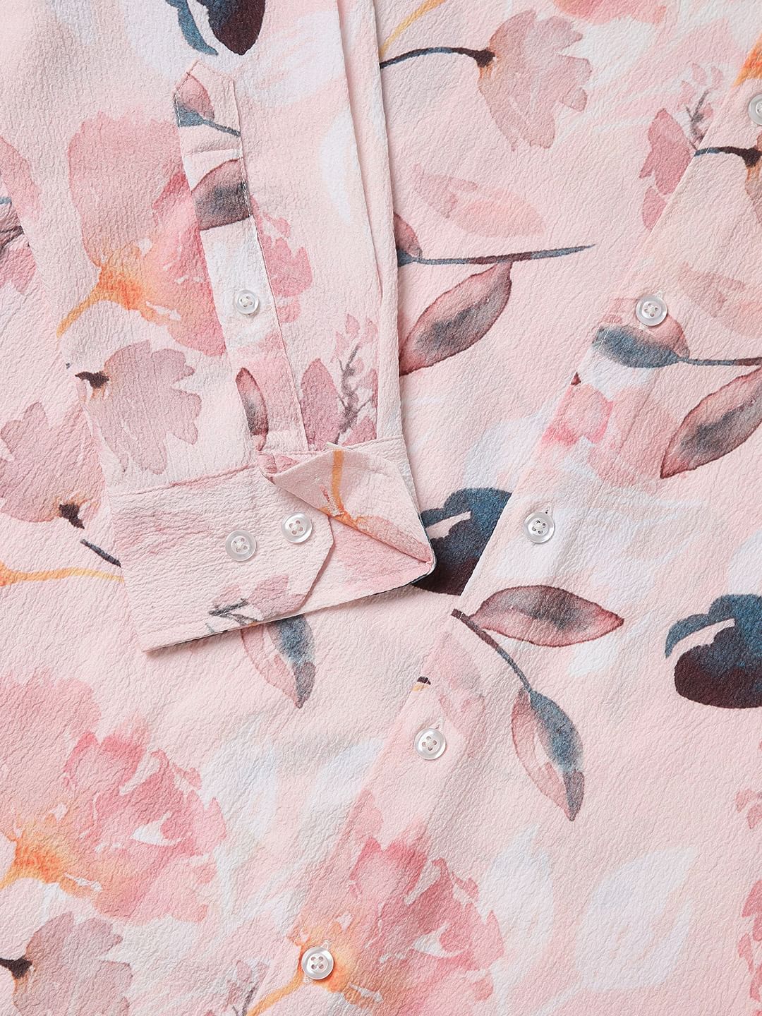 Floral Peachy Pink Crushed Shirt - Image 4