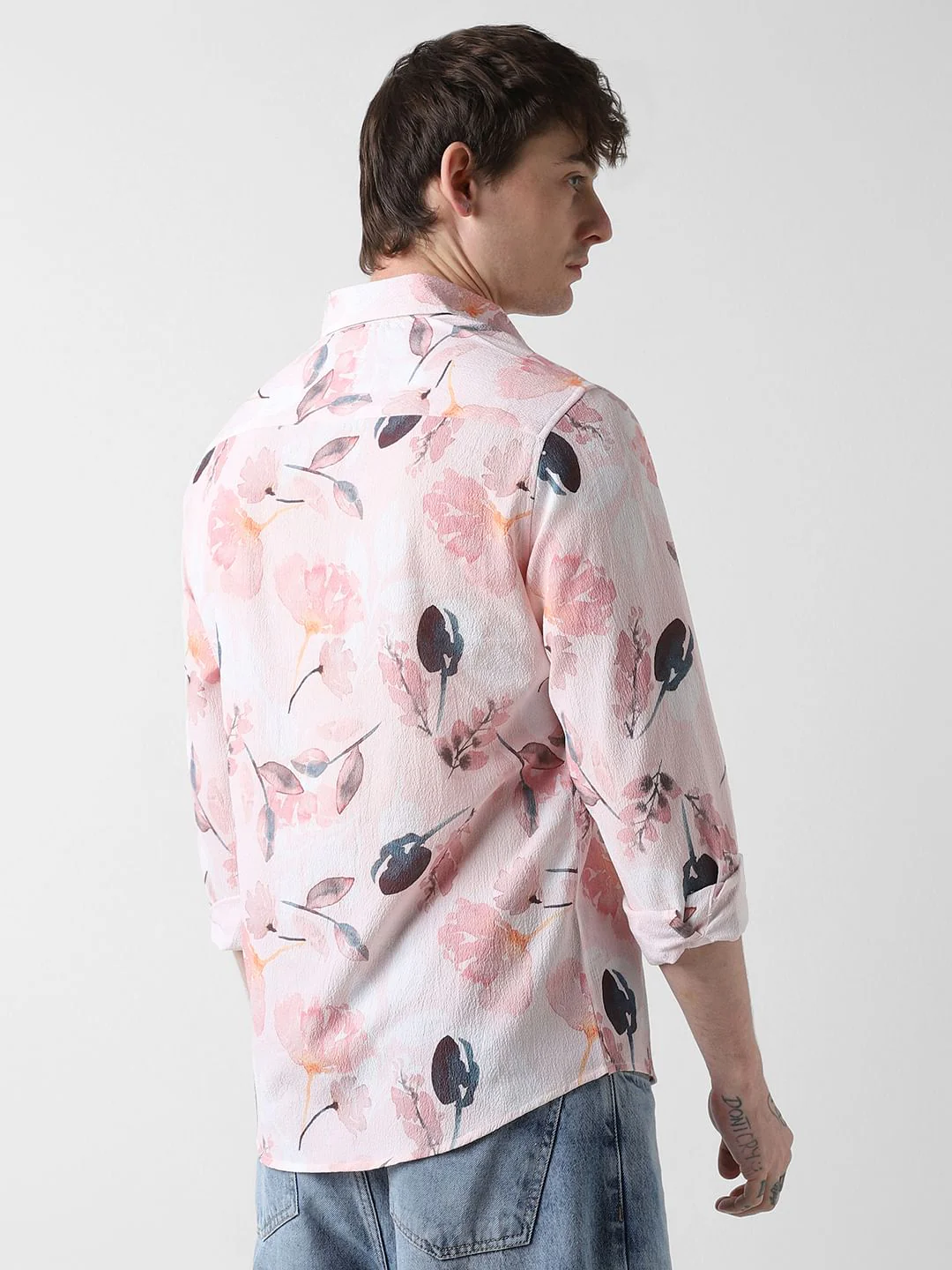 Floral Peachy Pink Crushed Shirt - Image 7