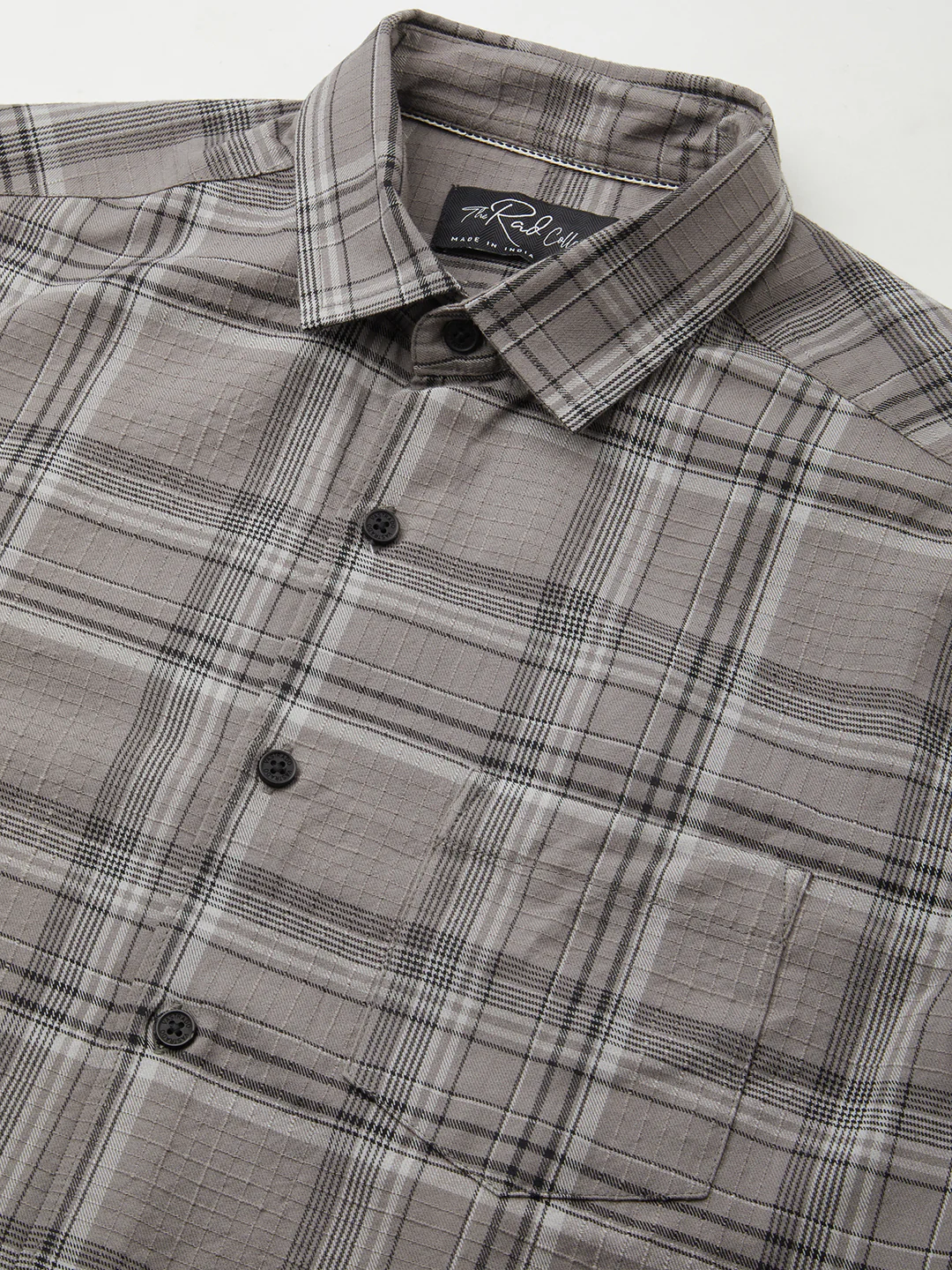 Fossil Grey & Black Tartanique Checkered Textured Shirt - Image 3
