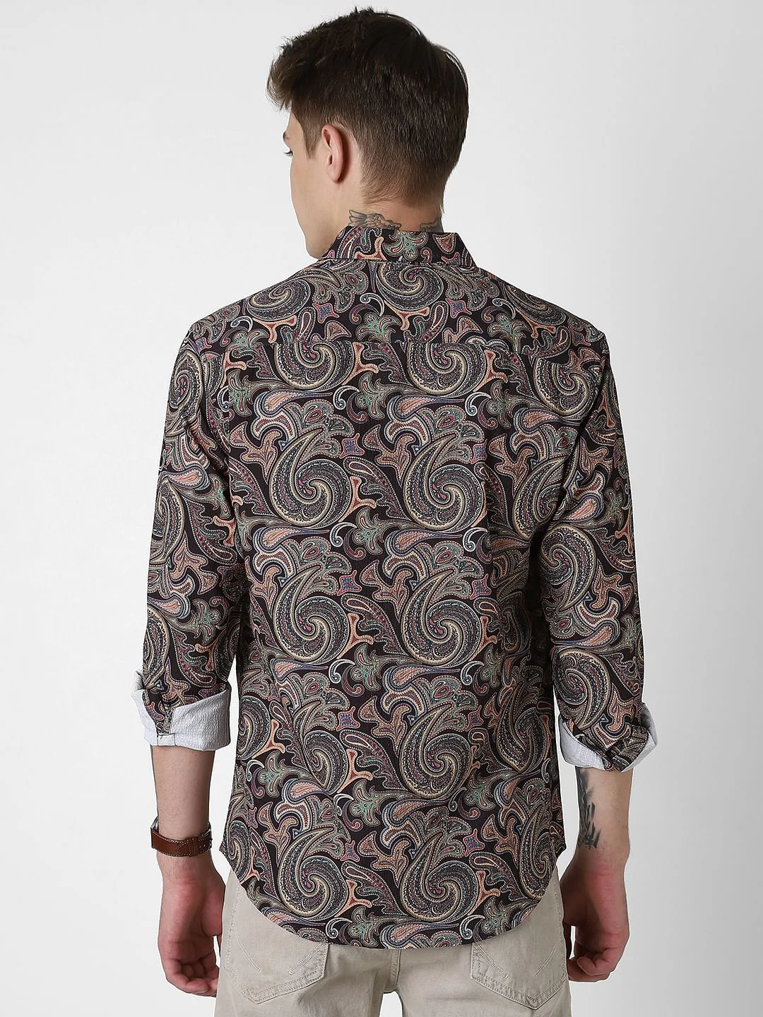 Futuristic Fusion Black Paisley Creased Shirt - Image 6