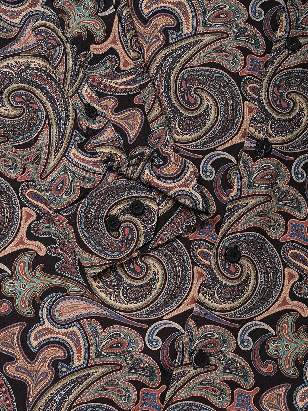 Futuristic Fusion Black Paisley Creased Shirt - Image 8