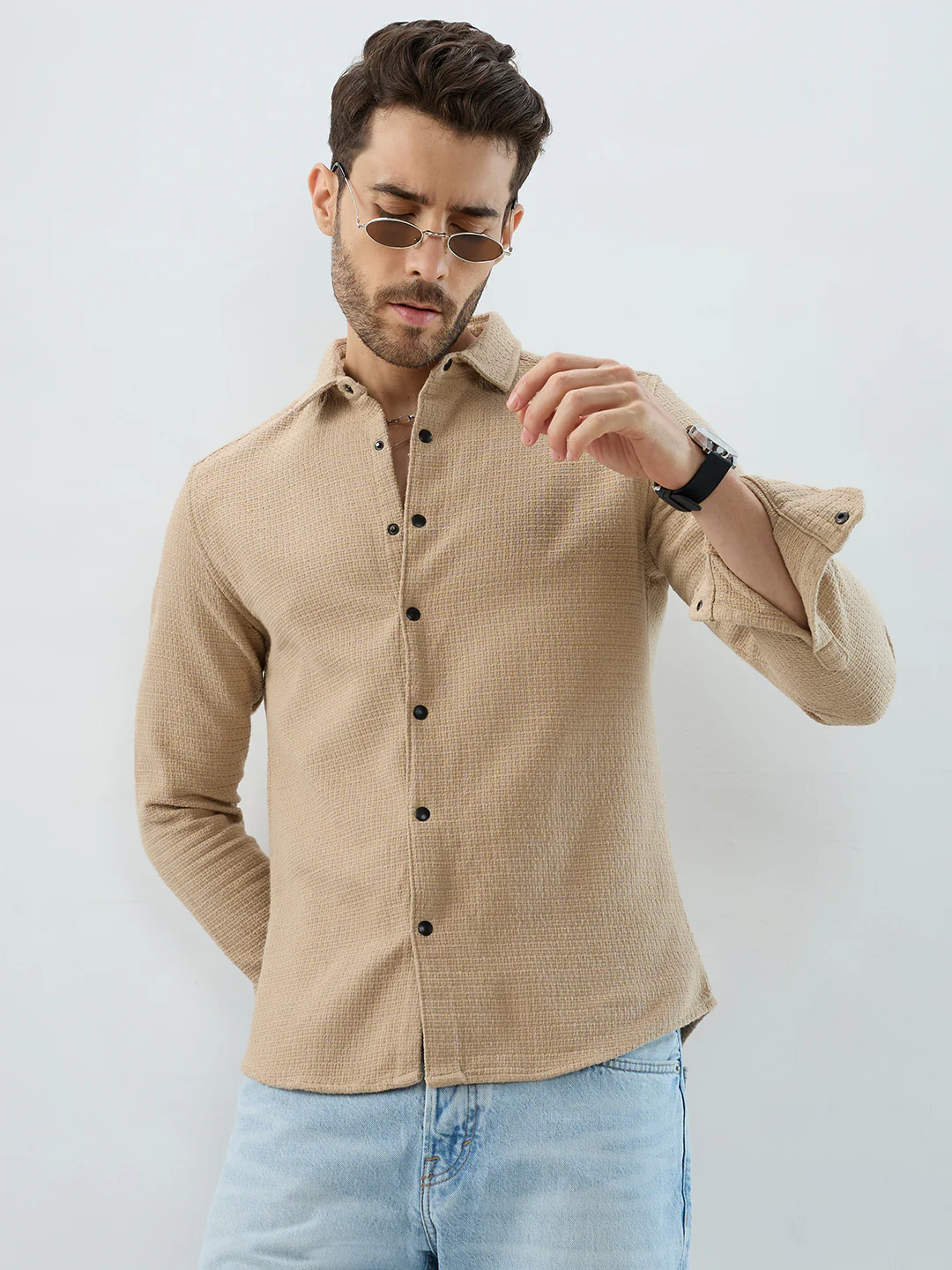 Grainfield Sand Beige Heavy Weave Shirt - Image 4