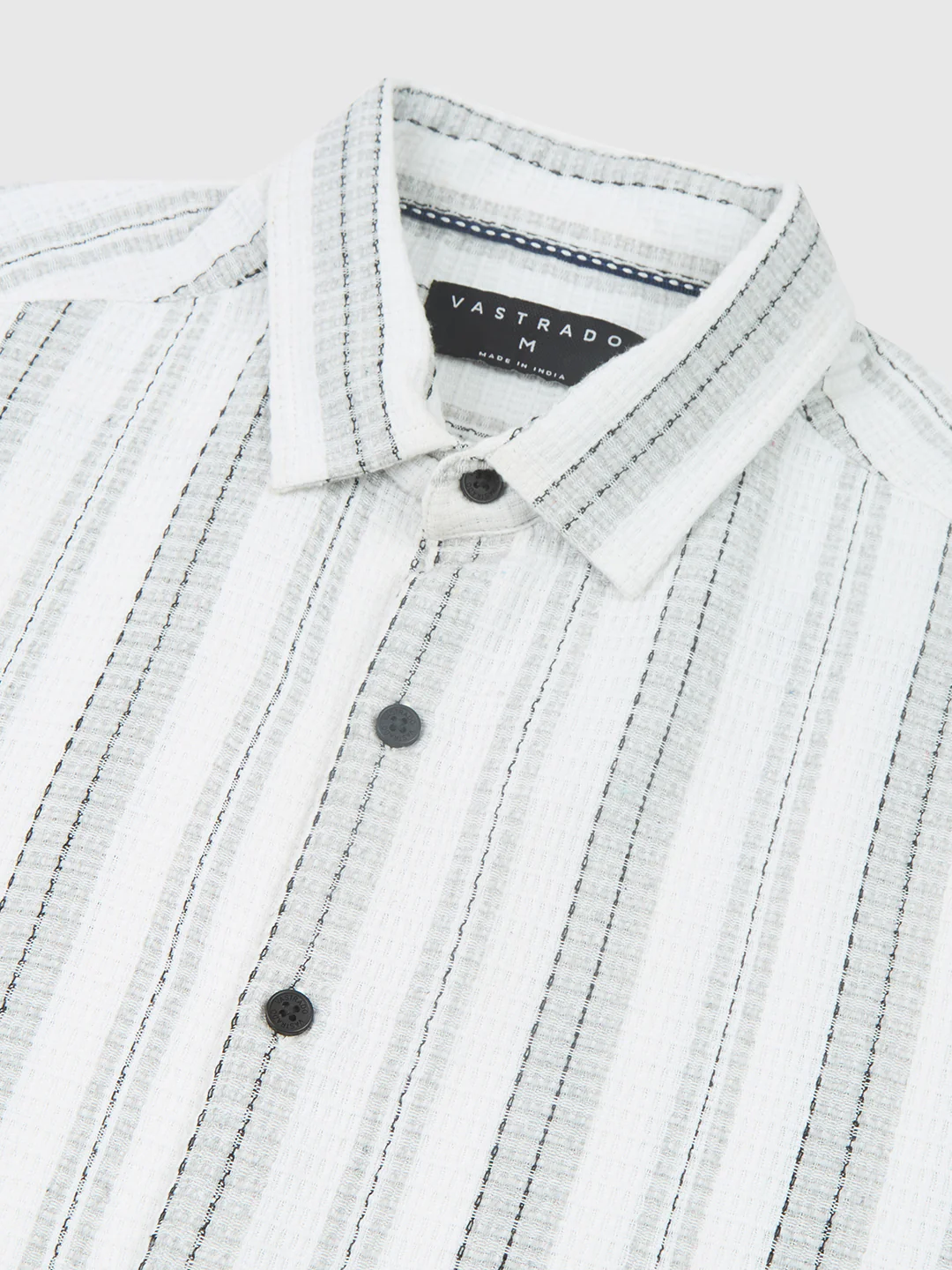 Grey & White Dobby Striped Shirt - Image 3