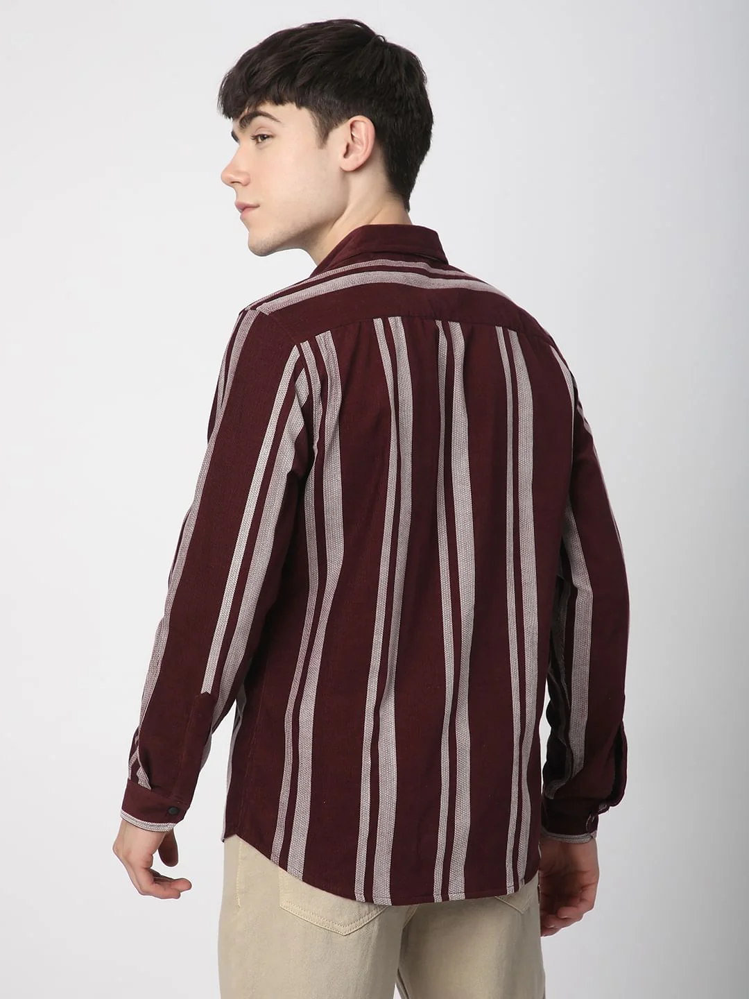 Haute Maroon Striped Corduroy Shirt - Image 6