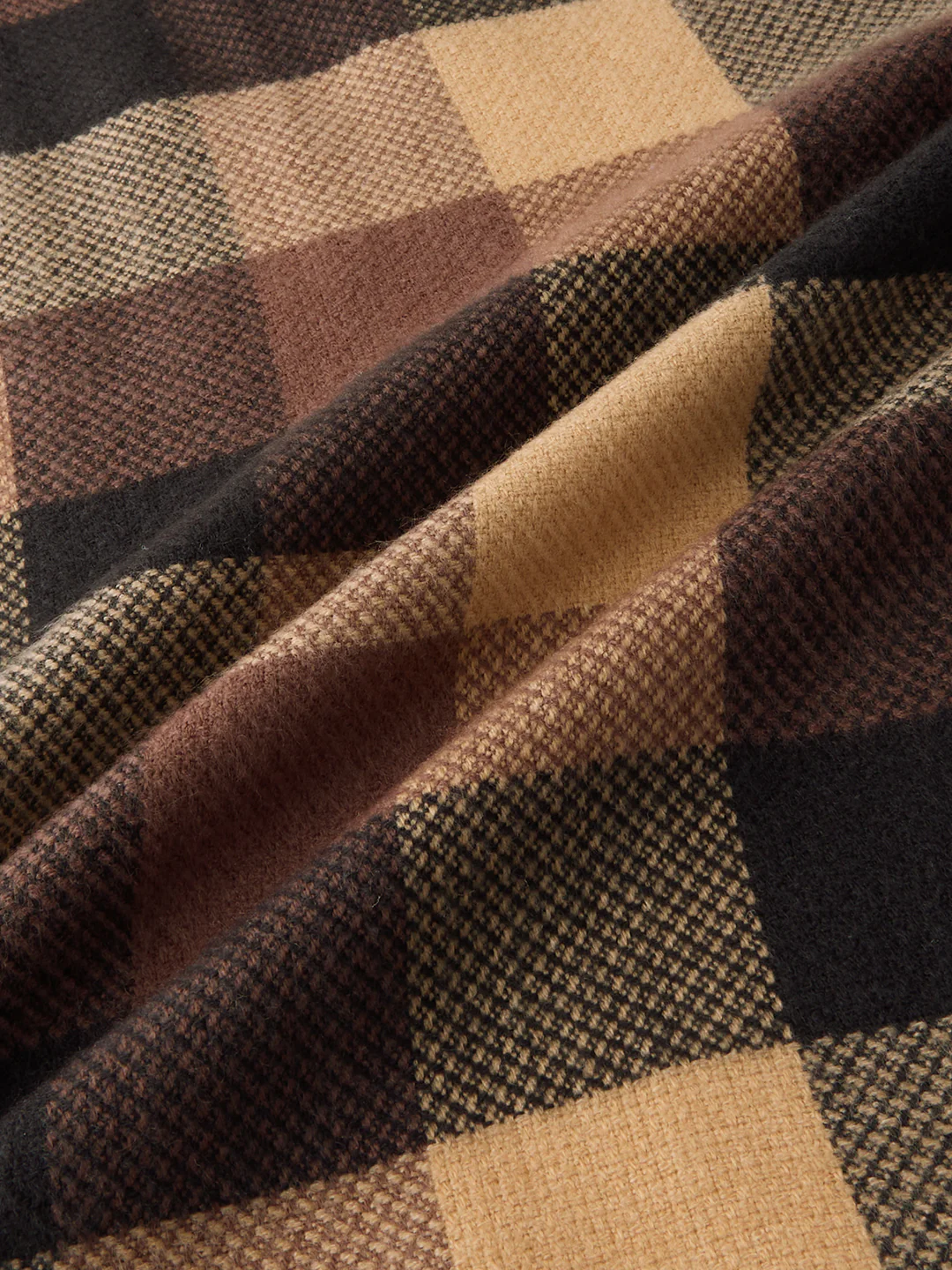 Heritage Brown & Beige Box Checks Boxy Fit Cropped Flannel Shirt - Image 10
